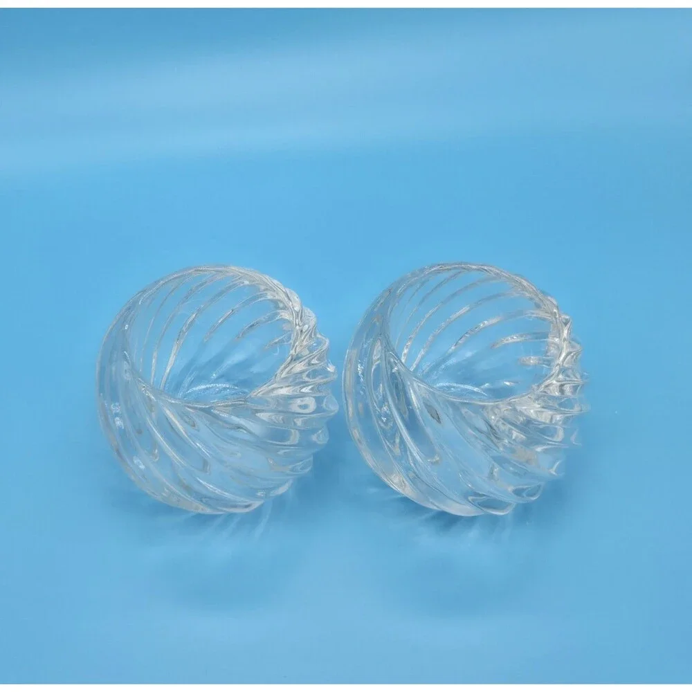 PartyLite Illusions -  2 Candle Holders Swirl Glass Votive Tealight Holder P0463